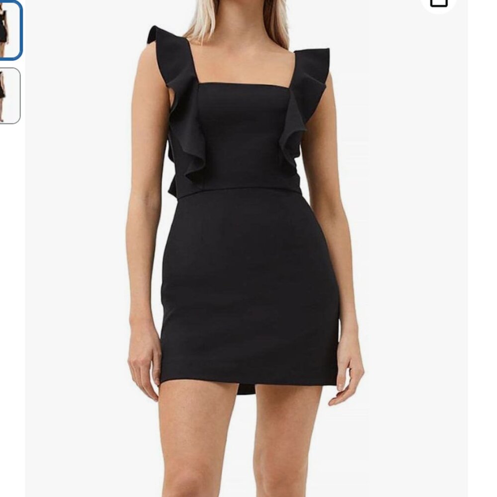French Connection Whisper Square Neck Black Cocktail Dress